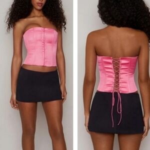 DANIELLE GUIZIO SATIN CORSET IN TRUE PINK